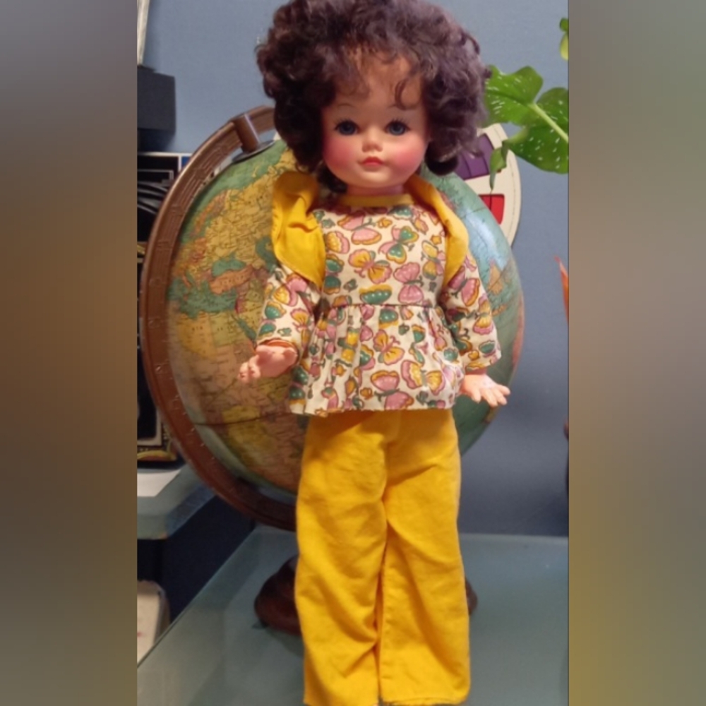 Vintage Reliable Yellow 70's Outfited Doll